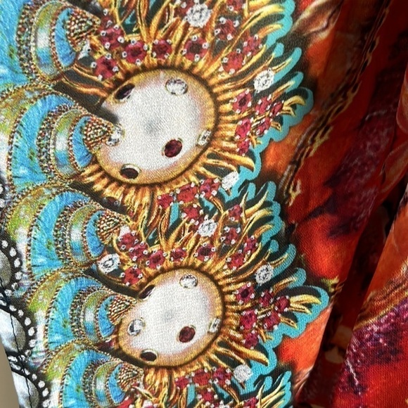 Akaru Women’s Sheer Beach Coverup Tunic Dress Multicolored Multi Print XL - Picture 11 of 15